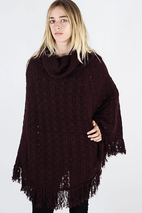 ABRIL PONCHO CALADO DE LANA - tienda online