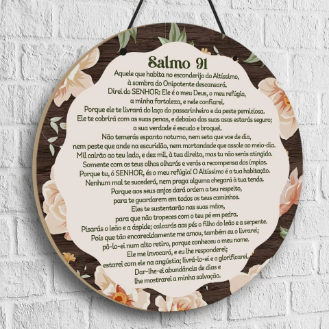 Placa Decorativa Salmo 91 Enfeite Porta Decoração de Sala, Cozinha e Hall de Entrada