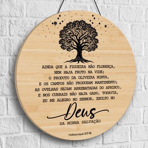 Placa Decorativa para Porta com Versículo Bíblico Habacuque 3