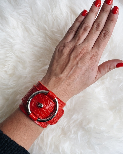 Brazalete Estocolmo - Rojo Charol Croco