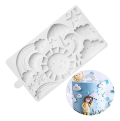 Molde Silicona Arco Iris Nube Sol Fondant Porcelana Resina