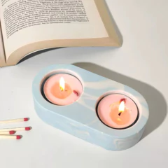 Molde De Silicona Porta Vela Doble Resina Cemento - Fun Style Design
