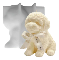 Molde Silicona Vela Perrito Caniche Mediano