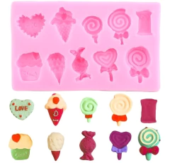 Molde Silicona Dulces Golosinas Helado Fondant Porcelana