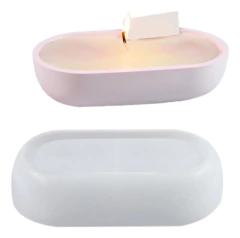 Molde Silicona Contenedor Ovalado Velas Resina Cemento