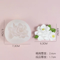 Molde Silicona Flor 2 Rosas Con Hojas Fondant Velas Jabones - comprar online