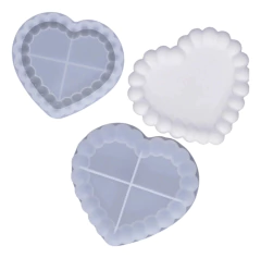 Molde Silicona Bandeja Corazon Borde Perlas Resina Epoxi