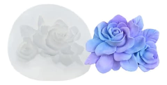 Molde Silicona Flor 2 Rosas Con Hojas Fondant Velas Jabones