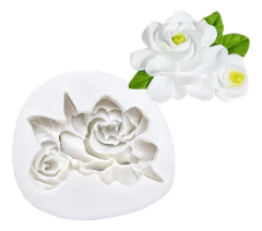 Molde Silicona Flor 2 Rosas Con Hojas Fondant Velas Jabones en internet
