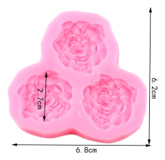 Molde Silicona 3 Peonias Fondant Porcelana Fria - comprar online