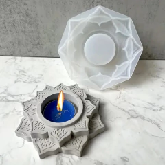 Molde De Silicona Porta Vela Mandala Resina Cemento - Fun Style Design