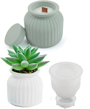 Molde Silicona Contenedor Con Tapa Florero Grande Resina Concreto - comprar online