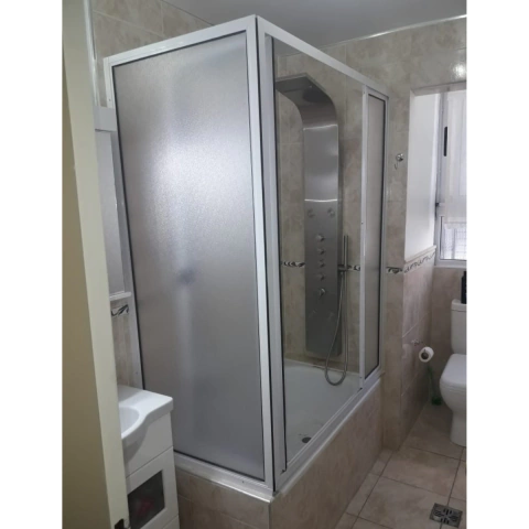 Mampara Rebatible Aluminio Acrilico Baño A Medida