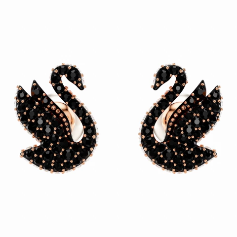 Aros de botón Swarovski Swan 5684608 Cisne Negro