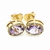 Aros Oro Amarillo 18 Kts con Amatista y Diamantes ARDA036 - La Peregrina - Joyas y Relojes