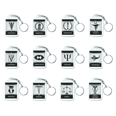 Chaveiro Profissões Acrílico Personalizado 60 Peças