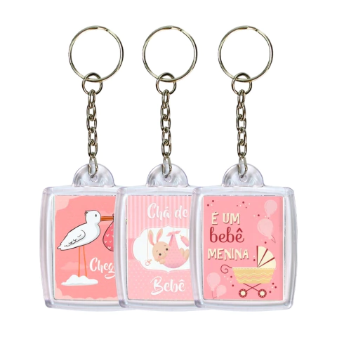 Chaveiro Chá De Bebê Acrílico Personalizado 48 Peças