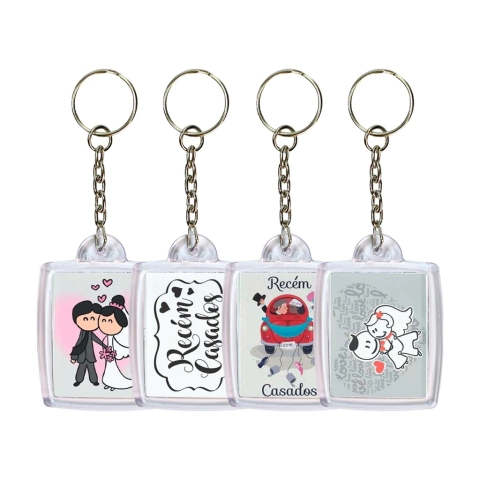 Chaveiro Casamento Acrílico Personalizado 60 Peças