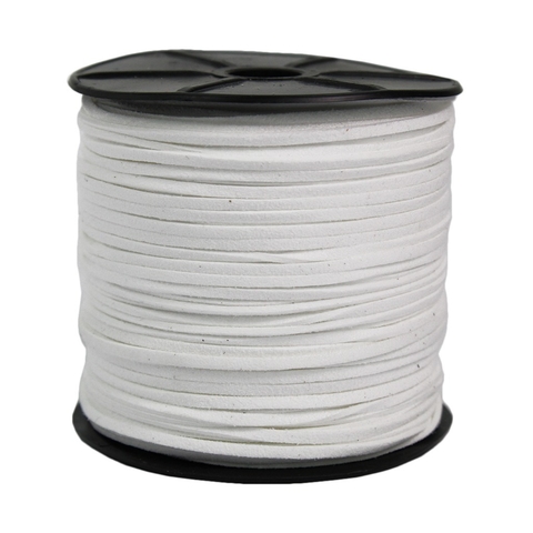 Rolo Fio de Camurça Branco 2.7mm Para Artesanato - 100 Metros
