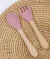 Set tenedor + cuchara de silicona con mango de madera - comprar online