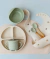 Set tenedor + cuchara de silicona con mango de madera