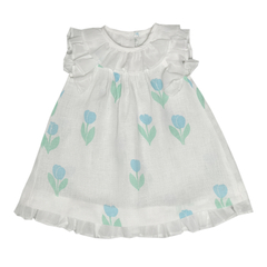 Vestido helena Lino Tulipán Acqua