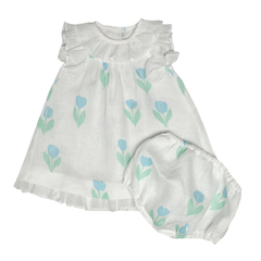Vestido helena Lino Tulipán Acqua - buy online