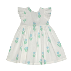 Vestido Vivian Lino Tulipan Acqua