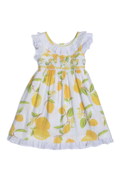 Vestido smock lino limones