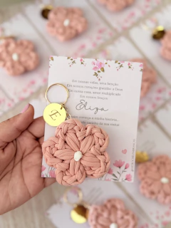 Chaveiro Flor personalizado c/ cartão e tag dourada - comprar online