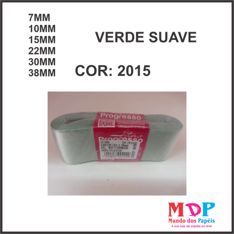 FITA CETIM SIMPLES CF009 38 mm COR 2015 VERDE SUAVE Peca 10 metros
