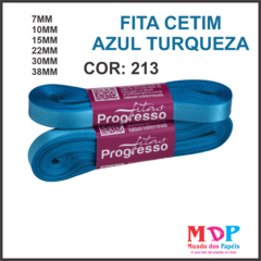FITA CETIM SIMPLES CF007 30MM COR 213 AZUL TURQUESA Peca 10 metros