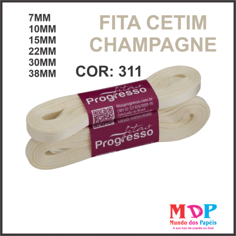 FITA CETIM SIMPLES CF009 38MM COR 311 CHAMPAGNE Peca 10 metros