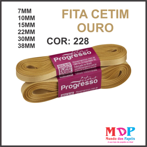 FITA CETIM SIMPLES CF001 7MM COR 228 OURO Peca 10 metros