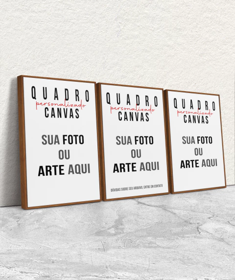 Kit de 3 Quadros Decorativos Canvas Personalizado Horizontal ou Vertical - comprar online