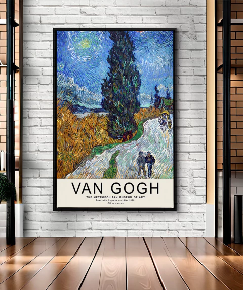 Quadro Decorativo Estrada com Cipreste e Estrela Pintura - comprar online