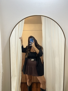 Pollera de lino acampanada con elástico en los laterales - Bernardina