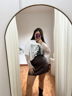 Remera de encaje elástizada blanca - comprar online