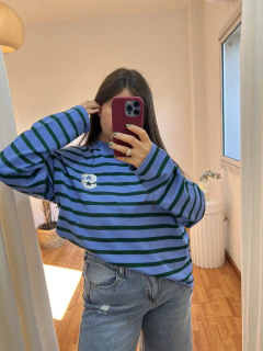 Sweater de hilo con lycra rayado