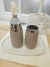 SET JABON + PORTA CEPILLOS | Rayas beige | en internet