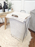 CESTO ROPA SUCIA CON TAPA | RAYADO BEIGE Y METAL |