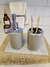 SET JABON + PORTA CEPILLOS | Beige y cromo | - comprar online