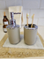 SET JABON + PORTA CEPILLOS | Beige y cromo |