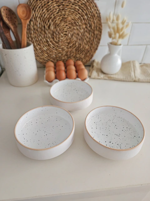 BOWL CERÁMICA | BLANCO SALPICADO CON BORDE NATURAL |