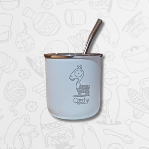 MATE ACERO INOXIDABLE BLANCO LLAMA - comprar online