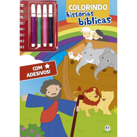 LIVRO DE COLORIR + CANETINHAS: Colorindo Histórias Bíblicas
