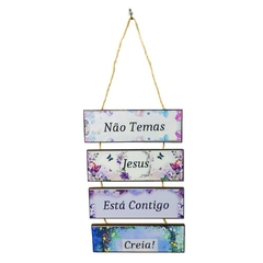 PLACA DE CORDAS MDF - Não Temas Jesus Está Contigo Creia!