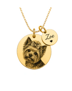 Colar Personalizado Medalha (G) + (P) com Pet Banhado a Ouro 18k