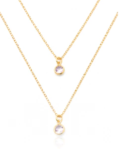 Colar Duplo Ponto de Luz Dourado