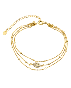 Pulseira Tripla Olho Grego Dourada